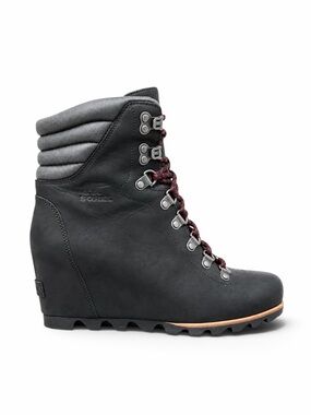 SOREL – Conquest Wedge Waterproof Leather Boots – Black Gray – Sz. 10